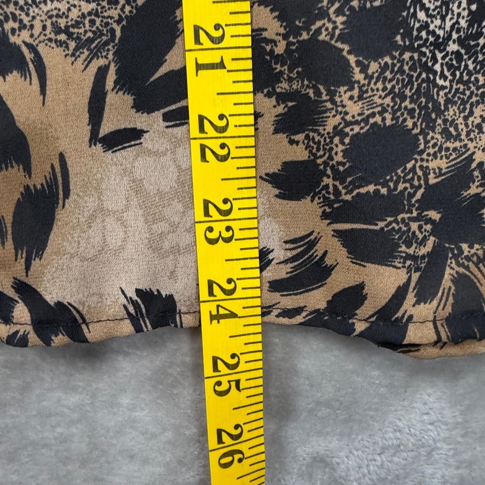 Unbranded Leopard Print Blouse Womens XL Tan Black Ruffle V-Neck Long Sleeve Top - Picture 6 of 9